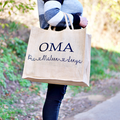 Jutetasche mit Namen