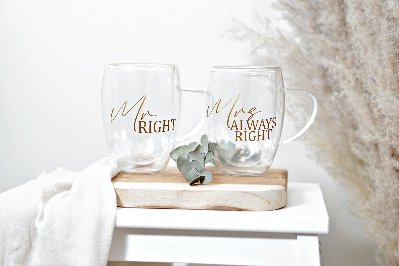 Doppelwandige Kaffeetassen Mr. Right & Mrs. Always Right 2er Set